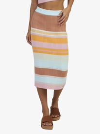 5 Womens Playa Morning Knitted Bodycon Skirt Blue URJKK03002 Roxy