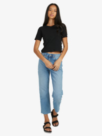 11 Womens Baseline Cropped T-Shirt Black URJKT03153 Roxy