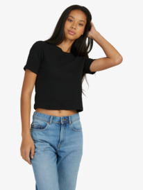 6 Womens Baseline Cropped T-Shirt Black URJKT03153 Roxy