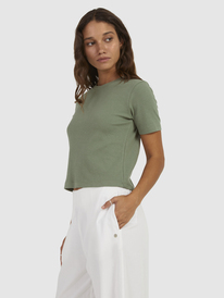 3 Womens Baseline Cropped T-Shirt Beige URJKT03153 Roxy