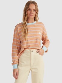 roxy, Starry Sky Long Sleeve T-Shirt, TOAST BEACH BUM STRIPES (cjj5) Starry Sky - Long Sleeve T-Shirt for Young Women URJKT03161