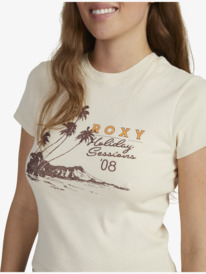 7 Womens Holiday Sessions Fitted T-Shirt Beige URJKT03192 Roxy