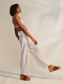 3 Womens Santorini Linen Trousers White URJNP03048 Roxy