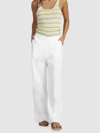 8 Womens Santorini Linen Trousers White URJNP03048 Roxy