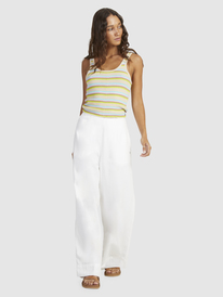 10 Womens Santorini Linen Trousers White URJNP03048 Roxy