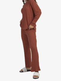 6 Womens Lounge Livin Rib Knit Lounge Bottoms Brown URJNP03054 Roxy