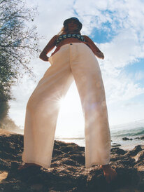1 Comfy - Palazzo Trousers for Women White URJNP03058 Roxy