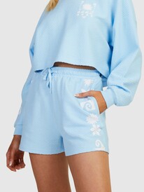 14 Womens Sideline Swing Elasticated Shorts Blue URJNS03060 Roxy