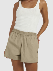 1 Womens Lekeitio Bay Elasticated Shorts Brown URJNS03064 Roxy