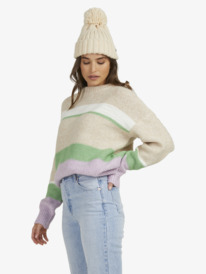 6 Womens Silent Saturday Crew Neck Sweater Purple URJSW03021 Roxy