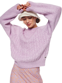 roxy, Womens Crossroads Cable Crew Neck Sweater, PURPLE ROSE (png0) CROSSROADS CABLE URJSW03024