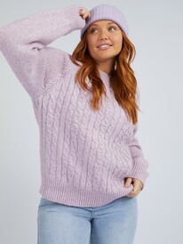 roxy, Womens Crossroads Cable Crew Neck Sweater, PURPLE ROSE (png0) CROSSROADS CABLE URJSW03024