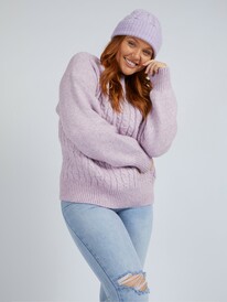 7 Womens Crossroads Cable Crew Neck Sweater  URJSW03024 Roxy