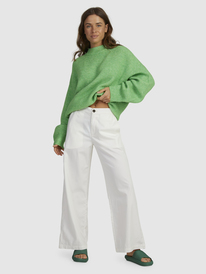 6 Little Dume Oversized Sweater Green URJSW03038 Roxy