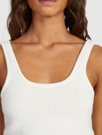 4 Womens Playa Del Amor Strappy Knit Vest Top White URJSW03039 Roxy