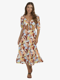 4 Womens Glistening Bay Midi Dress Brown URJWD03140 Roxy