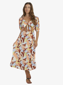 roxy, Womens Glistening Bay Midi Dress, RUSTIC BROWN FLORALDELIC (cpq6) GLISTENING BAY URJWD03140