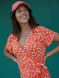 2 Womens Indigo Sand Midi Wrap Dress Orange URJWD03156 Roxy