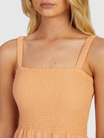 4 Womens Sunnier Shores Solid Short Sleeve Dress Orange URJWD03158 Roxy