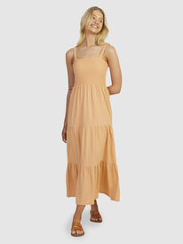 1 Womens Sunnier Shores Solid Short Sleeve Dress Orange URJWD03158 Roxy