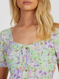 4 Womens Frill Bloom Short Sleeve Dress Purple URJWD03169 Roxy