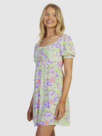 3 Womens Frill Bloom Short Sleeve Dress Purple URJWD03169 Roxy