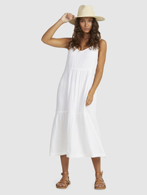 7 Womens Waiting Line Midi Dress White URJWD03182 Roxy