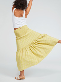 roxy, Womens Remember The Time Maxi Skirt, LINDEN GREEN CHECK ME OUT (gfj2) REMEMBER THE TIME SLUB URJWK03034