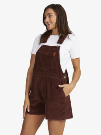 3 Womens Great Time Corduroy Dungaree Shorts Red URJWO03001 Roxy