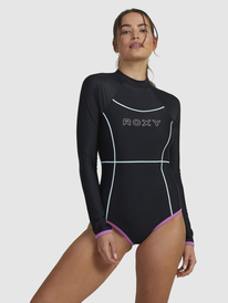 roxy, Womens Ace Active Long Sleeve One-Piece Swimsuit, ANTHRACITE (kvj0) ACE ACTIVE ONESIE URJWR03199