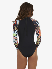 roxy, Womens Florette Long Sleeve One-Piece Swimsuit, FLORETTE ANTHRACITE (kvj8) FLORETTE LS ONESIE URJWR03204