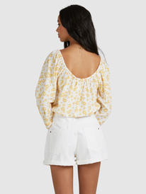 roxy, Soho Sessions 2022 - Top ombros descobertos, manga comprida para Mulher, BRIGHT WHITE MINI FLOWER DITSY (wbb9) Soho Sessions 2022 - Long Sleeve Off The Shoulder Top for Women URJWT03083