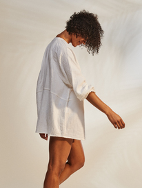 3 Womens White Tidelines Shirt Swim Cover Up White URJWT03102 Roxy