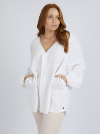 8 Womens White Tidelines Shirt Swim Cover Up White URJWT03102 Roxy