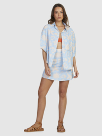 9 Womens Apres Surf Short Sleeve Shirt Blue URJWT03106 Roxy
