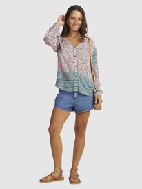 8 Womens Poolside Plans Long Sleeve Top Pink URJWT03109 Roxy