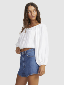 9 Womens Summer Sessions Long Sleeve Crop Top White URJWT03114 Roxy