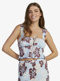 2 Womens Aloha Sessions Strappy Crop Top Blue URJWT03120 Roxy