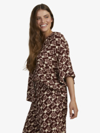 4 Womens Aloha Sessions Short Sleeve Shirt Red URJWT03121 Roxy