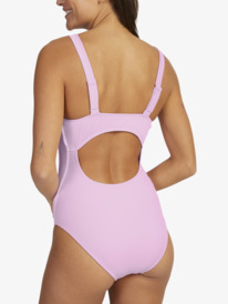 4 Womens Rib ROXY Love New High Leg One-Piece Swimsuit Pink URJX103065 Roxy