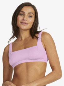 0 Womens Rib ROXY Love The 360 Full Coverage Bikini Top Pink URJX303091 Roxy