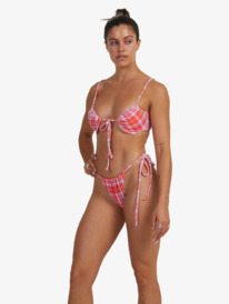 3 Womens Tartan Times Tie-Side Bikini Bottoms Orange URJX403066 Roxy