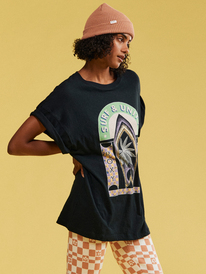 3 Sweet Sunshine - T-shirt oversize pour Femme Noir URJZT03708 Roxy