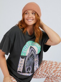 10 Sweet Sunshine - T-shirt oversize pour Femme Noir URJZT03708 Roxy