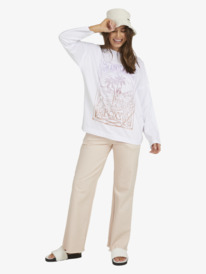 8 Womens To The Heart Long Sleeve Oversized T-Shirt White URJZT03709 Roxy