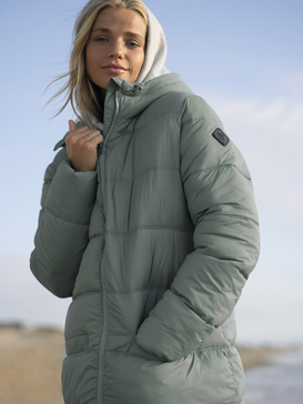 Womens Crest Of The Wave Sherpa Hooded Puffer Jacket