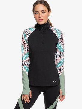 Lead By The Slopes - Technical Half-Zip Mock Neck Long Sleeve Top for Women  ERJKT03585