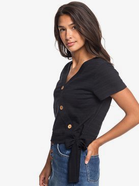 Sand Is My Playground - Short Sleeve Buttoned Wrap Top  ERJKT03657