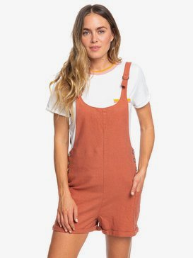 Follow The Hills Linen Overalls Romper