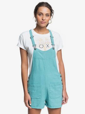 Compass Direction - Linen Dungaree Shorts  ERJWD03444